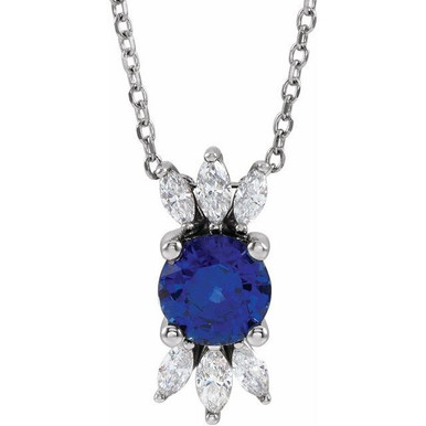 Sapphire Necklace in Sterling Silver Sapphire and 0.25 Carat
