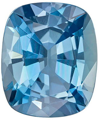 Special Aquamarine Genuine Loose Gemstone in Cushion Cut, 4.92 carats, Rich Sky Blue, 12.4 x 10.3 mm