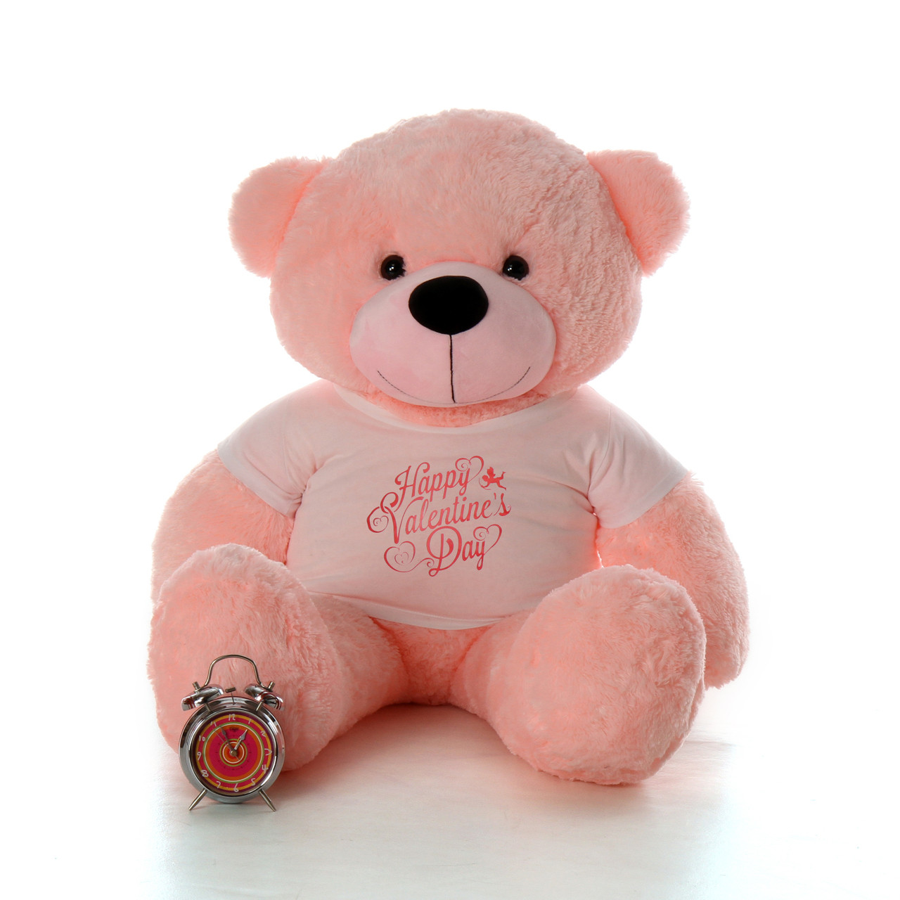 4ft Lady Cuddles Pink Teddy Bear in Happy Valentine's Day T-Shirt