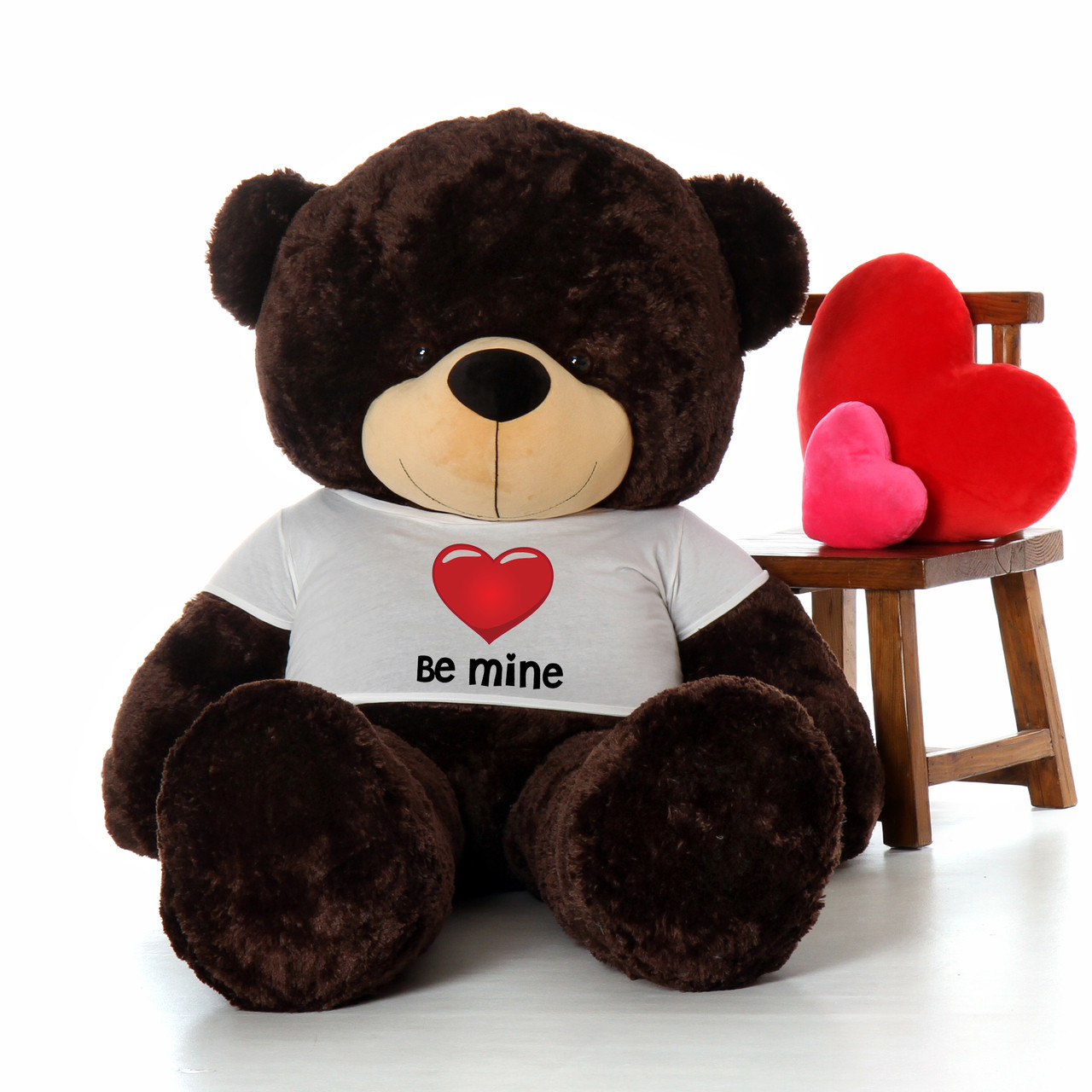 6ft Chocolate Brownie Cuddles by Giant Teddy in Be Mine Valentine's Day T-Shirt