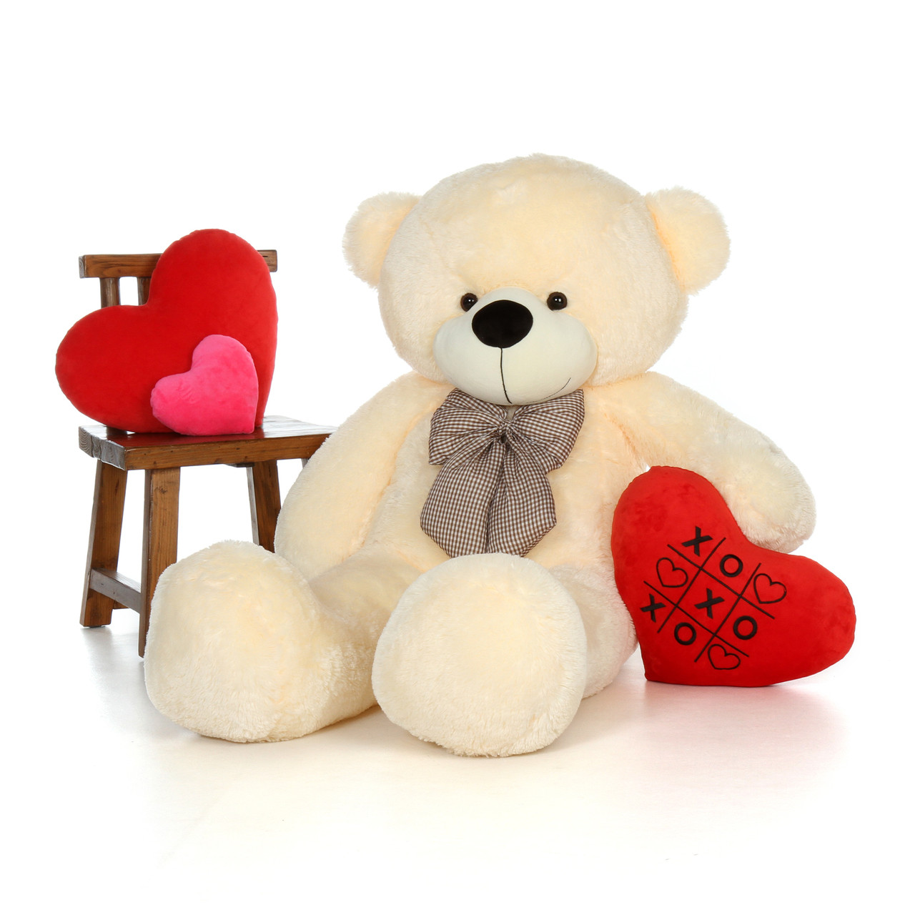 60in Life Size Teddy Bear with Red Heart - Giant Teddy