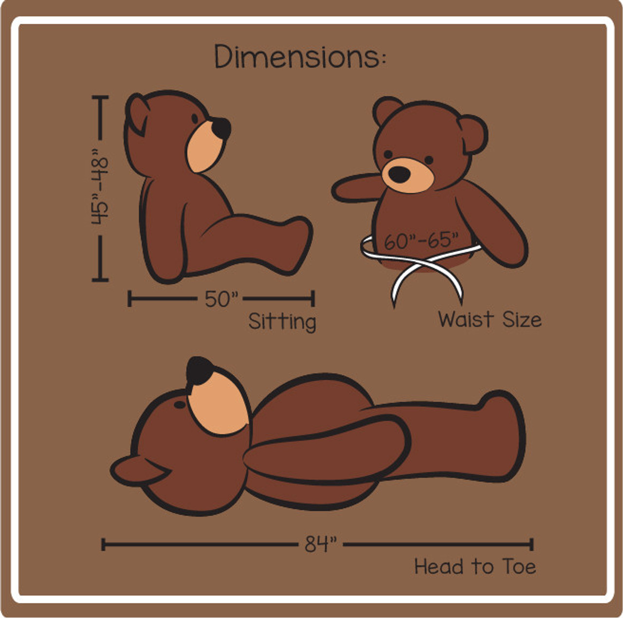 7 Foot Giant Teddy Bear Cuddles Dimensions