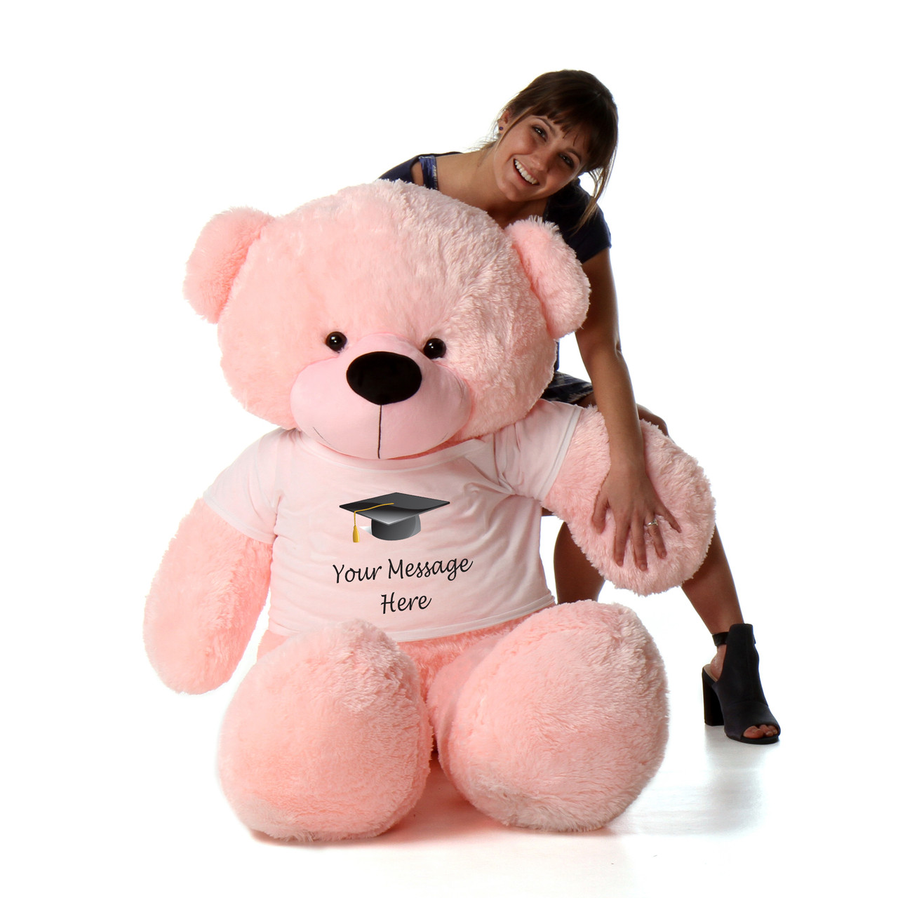 Life Size 60in Soft Pink Teddy Bear Huge  Plush Teddy Bear Graduation Gift