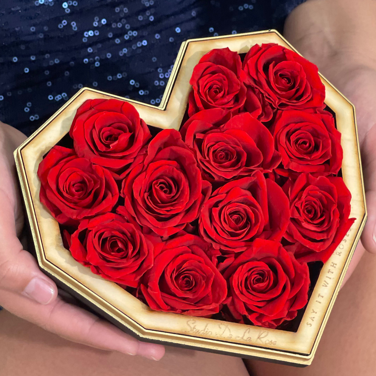 Preserved Heart Shape Rose Bouquet From Studio De La Rose