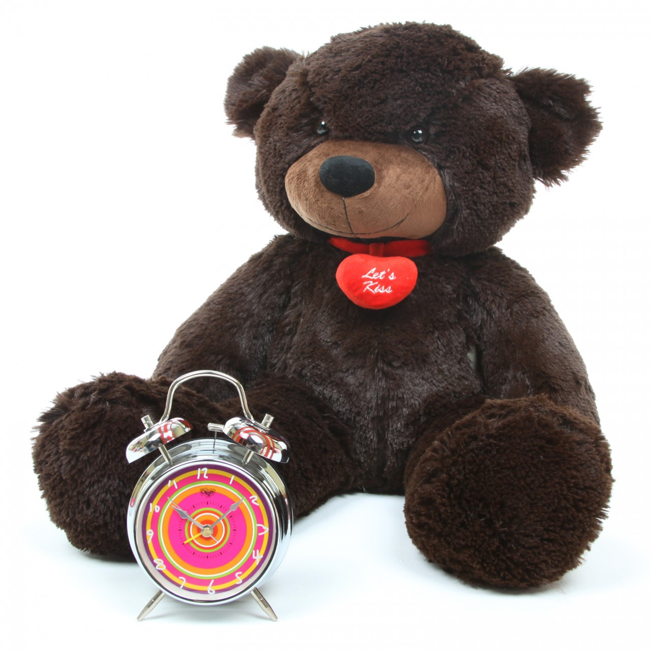2ft Brownie Cuddles Dark Brown Teddy Bear with I Love You Necklace