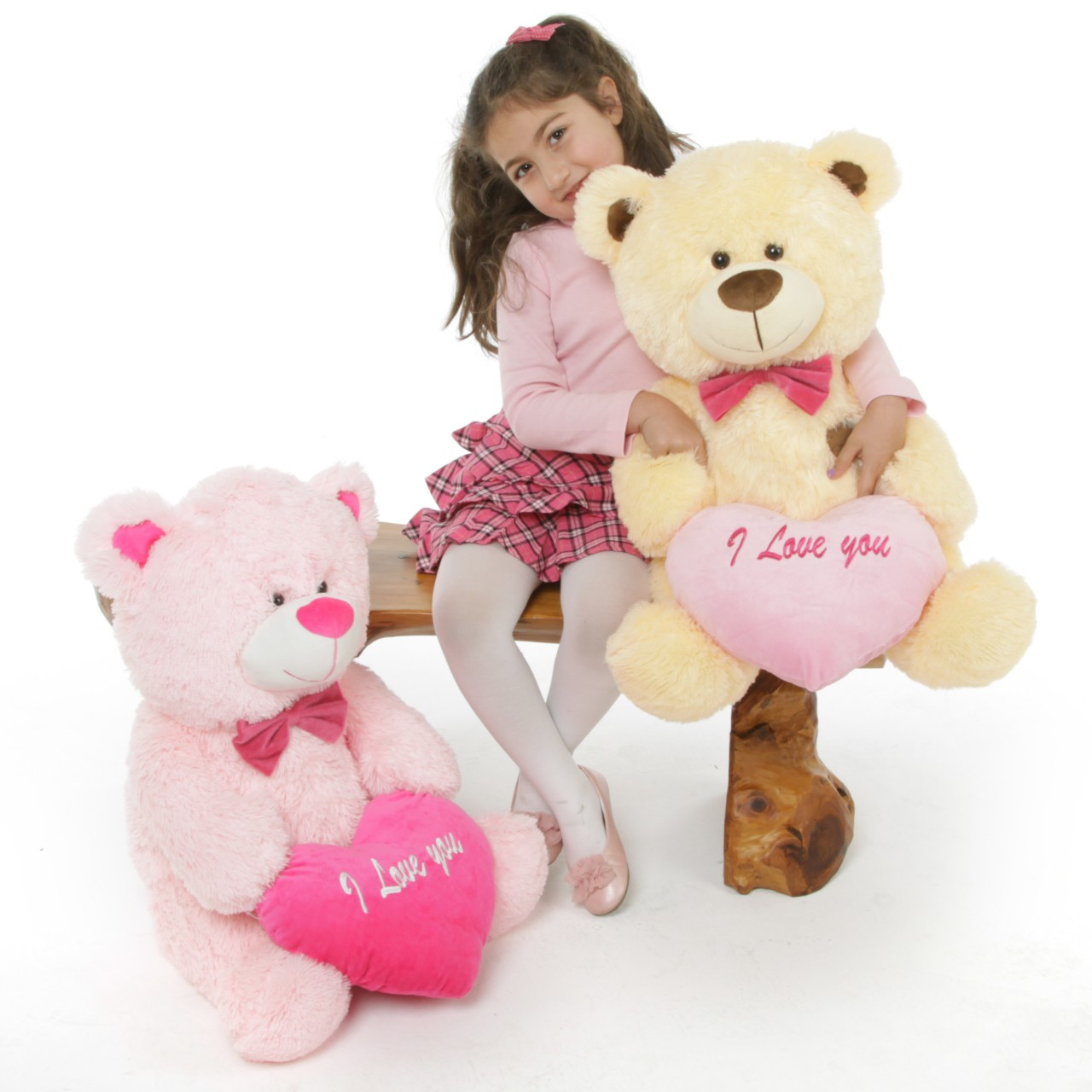 Pink and Cream Teddy Bears Lulu Shags and BooBoo Shags
