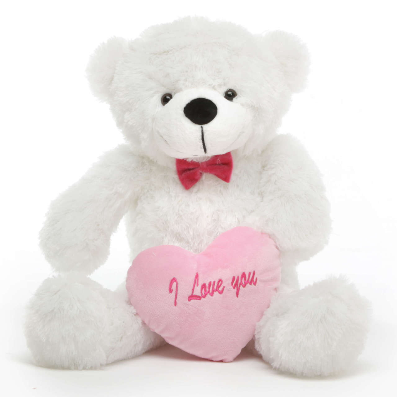 cute white teddy bears with hearts