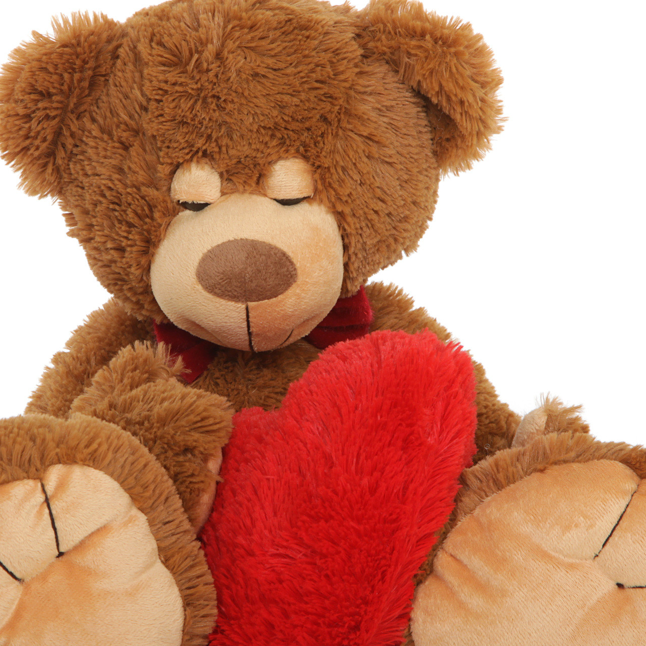 Chestnut Brown Teddy Bear Chester Mittens with Red Heart Pillow