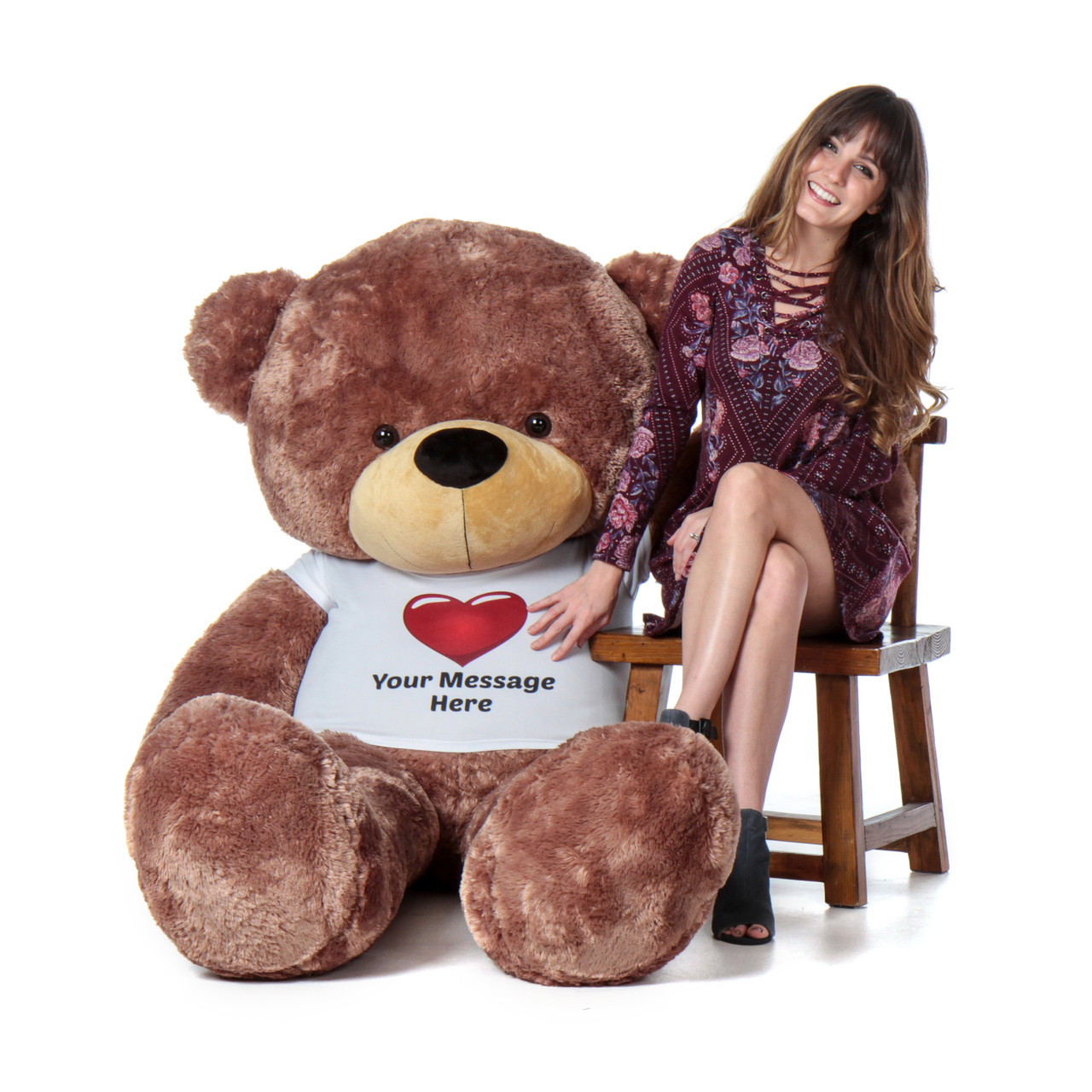 Buy 2 feet big brown teddy bear wearing Happy Mothers Day designer heart  T-shirt Online at Lowest Price in India