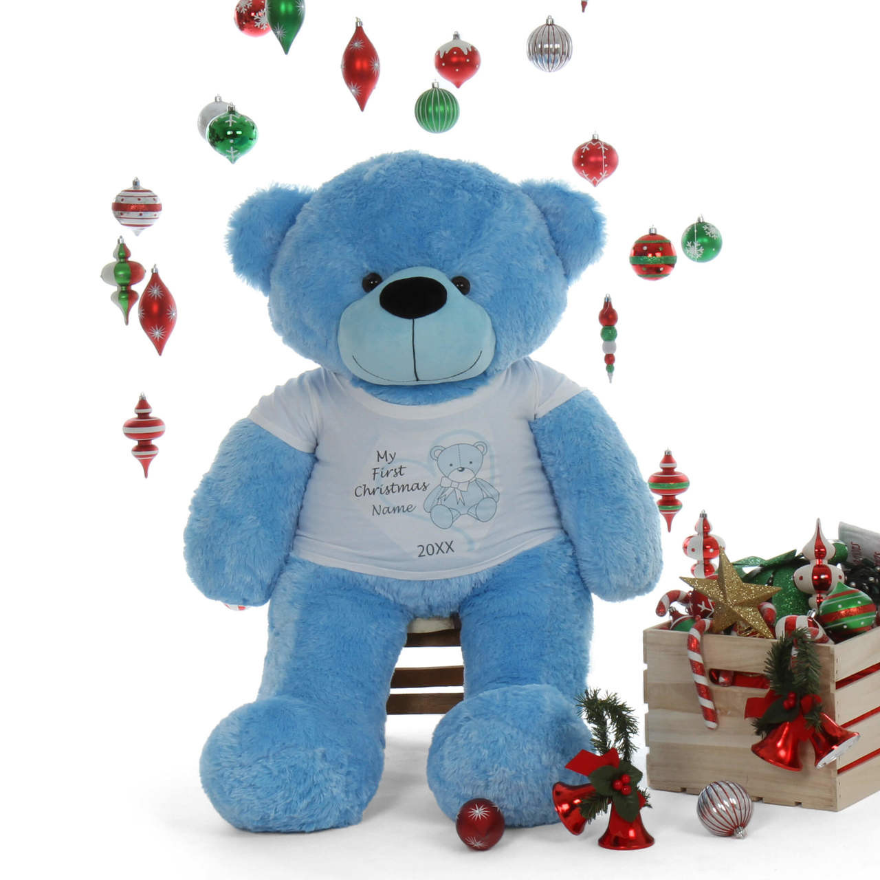 ‘My First Christmas’ holiday soft Bear Life Size 48in Blue Happy Cuddles