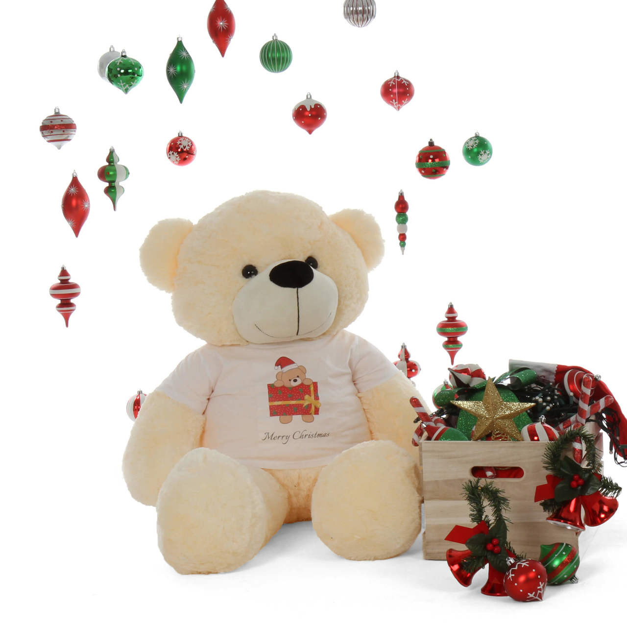 48in perfect gift Merry Christmas personalized Life Size Cream Teddy Bear Cozy Cuddles