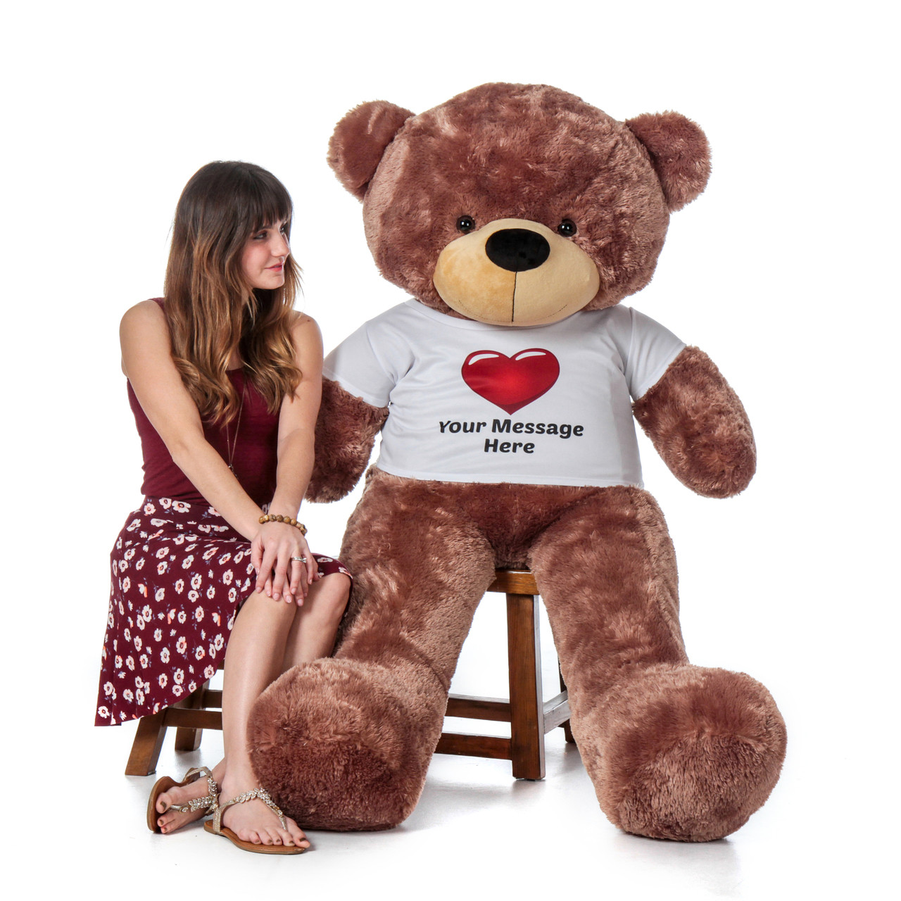 Buy 2 feet big brown teddy bear wearing Happy Mothers Day designer heart  T-shirt Online at Lowest Price in India