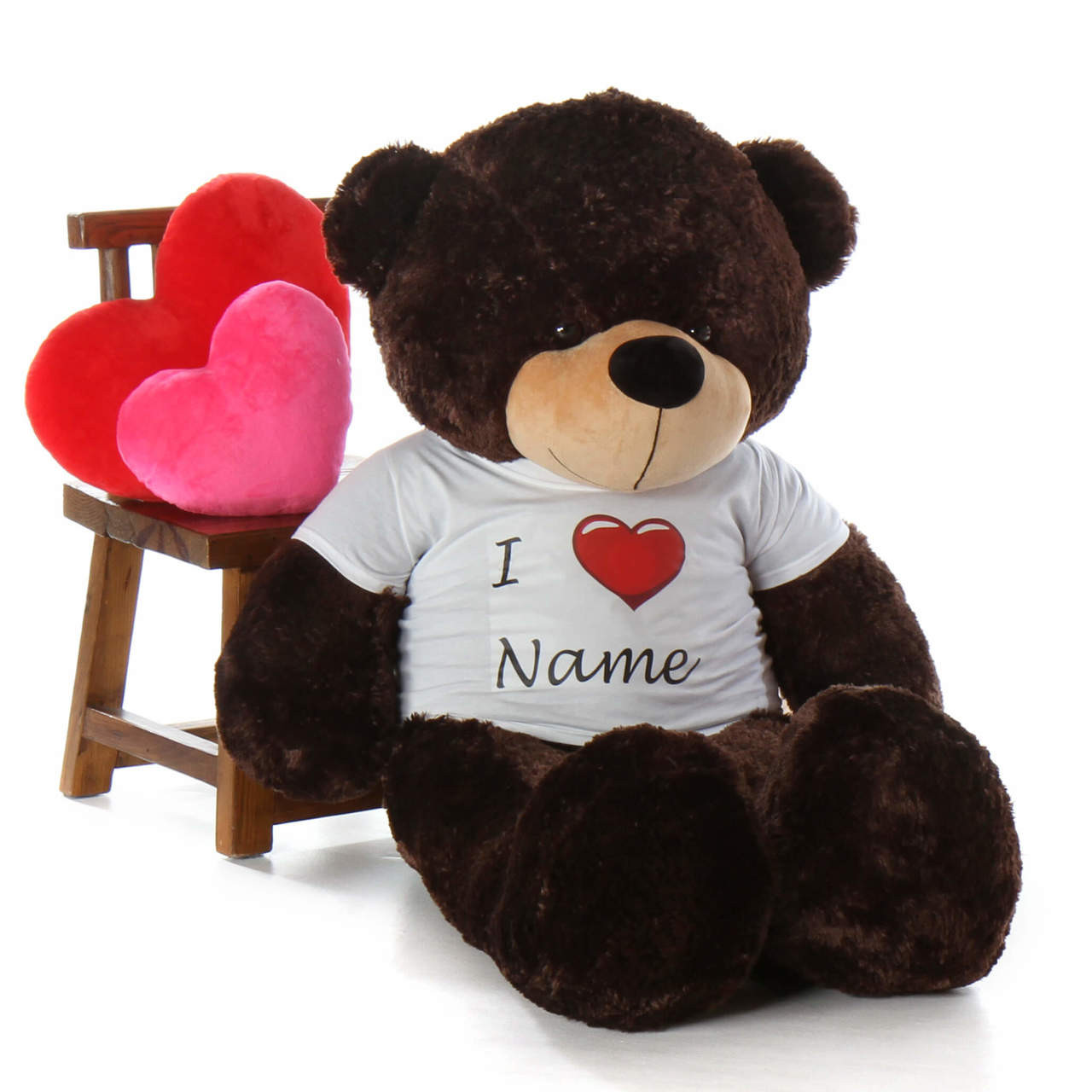 Life Size Valentine’s 60in Personalized  Day Teddy Bear Brownie Cuddles dark brown fur