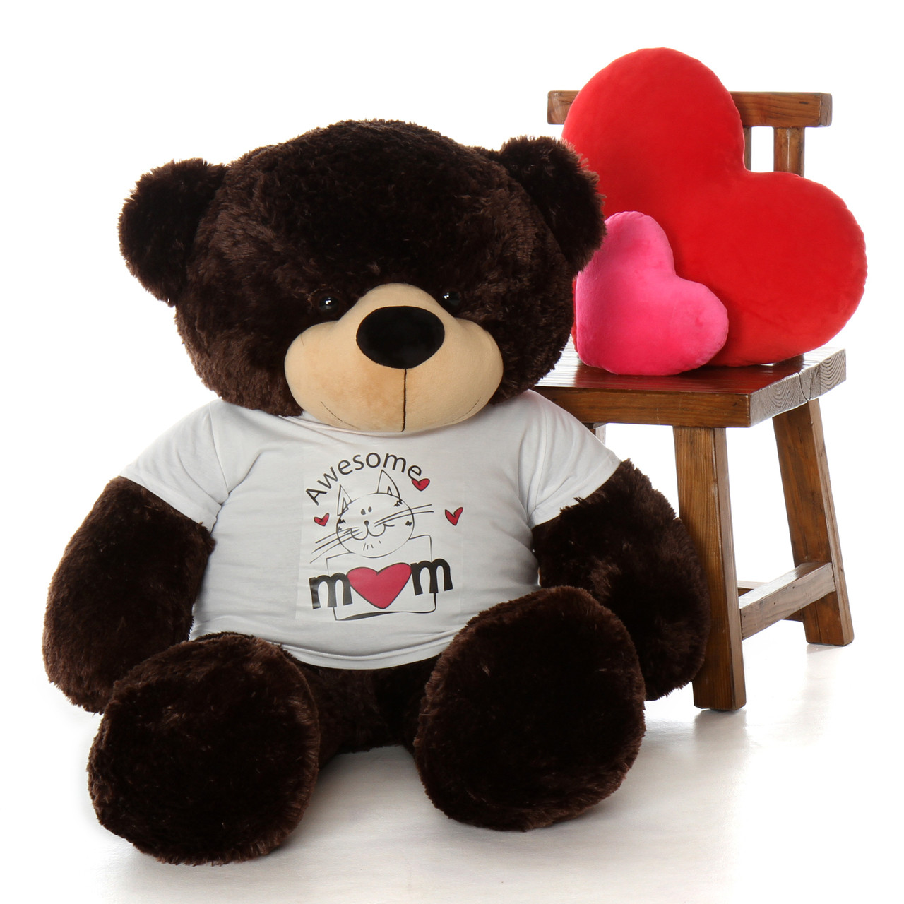 Mother’s Day teddy bear 48in Brownie Cuddles in Awesome Mom shirt