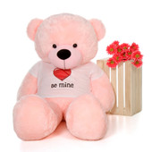 60in Lady Cuddles Pink Giant Teddy Bear in Be Mine T-Shirt