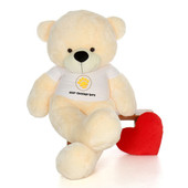 6ft Cozy Cuddles Giant Teddy Bear Vanilla color in Valentine's Day Paw Stamp T-Shirt