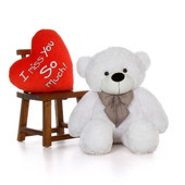 Huge White Teddy Bear  for Girlfriend with Giant I Love You This Much Heart