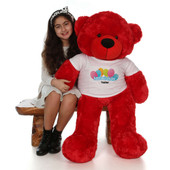 48in Red Bitsy Cuddles Happy Birthday Personalized Teddy Bear