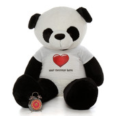5ft Giant Panda in personalized red heart shirt