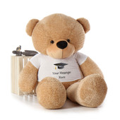 Adorable Amber Brown Life Size Teddy Bear with Graduation T-shirt