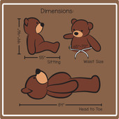 Teddy and Hugs Giant 7 Foot Teddy Bear Size Chart