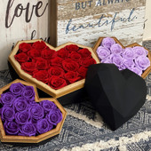 Premium Preserved Roses - Luxury Black Diamond Heart Box