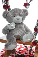 30in Snuggle Pie Big Love Silver teddy bear