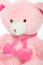 30in Candy Hugs Pink Teddy Bear with Heart Scarf