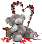 47in Huge Silver Teddy Bear Snuggle Pie Big Love