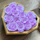 Luxury Preserved Lilac Roses in Black Heart Box