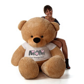 6 Foot Amber Cuddles Teddy Bear with Mothers Day T-shirt
