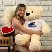 6 Foot Vanilla Cream Super Soft Cute Teddy Bear with Personalized Graduation  T-shirt