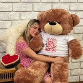 48in Adorable Mocha Brown Teddy Bear With I Love You To The moon Tshirt