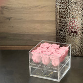 Small Acrylic Box with Drawer - 9 Pink Roses