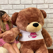Cute Mocha Brown Teddy Bear with Rose and Mothers Day Tshirt Option - Giant Teddy Brand