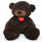 Brownie L Cuddles dark brown teddy bear with necklace 24in