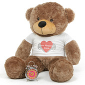 38in Sunny Cuddles Mocha Brown Teddy Bear with Heart Print T-shirt