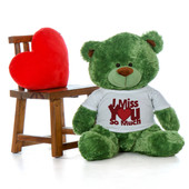 3ft Green Big Shags Teddy Bear with I Miss You So Much T-shirt