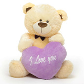 BooBoo L Shags Vanilla Teddy Bear with I Love You Heart 35in