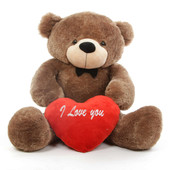 Sunny L Cuddles Mocha Teddy Bear with I Love You Heart 48in