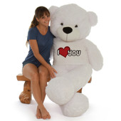 5ft Coco Cuddles White Giant Teddy Bear in I Love You T-Shirt from Giant Teddy Brand