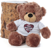 24in Adorable Light Brow teddy Bear With Personalized T-Shirt from Giant Teddy Brand