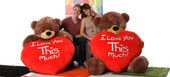 5 Foot Mocha Brown Stuffed Animal Teddy Bear with I Love You This Much Heart - Valentine's Day Gift