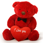 48in Riley Chubs Teddy Bear for Valentine’s Day with big “I Love You” heart