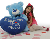 Marty Shags with a huge “I Love You This Much!” royal blue plush heart – 48in (She Loves Me!)