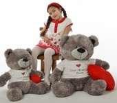 Diamond Shags Personalized Valentine’s Day Teddy Bear with 'I Love You' Heart Pillow - 35in