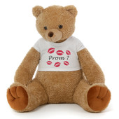 Big 2½ ft Personalized 'Red Kisses & Prom?' Teddy Bear Amber Brown Honey Tubs