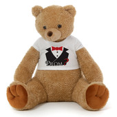 Big 2½ ft Personalized 'Tuxedo & Prom?' Teddy Bear Amber Brown Honey Tubs