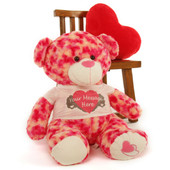 "2½ ft Personalized Pink & Cream Valentine’s Day Teddy Bear, Sassy Big Love
Heart Pillow not included."