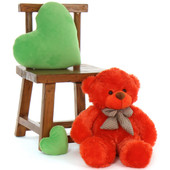 24in snuggly Teddy Bear Huggable Lovey Cuddles bright Orange Red Fur